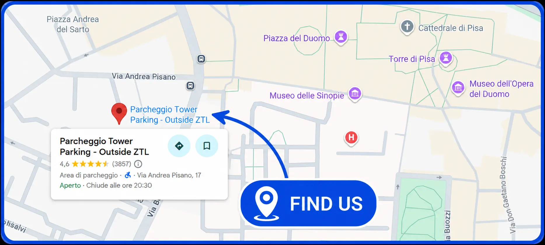 Tower Parking Pisa - find us